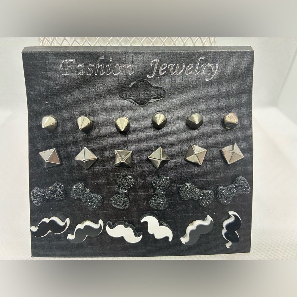 12pc Black and Silver Stud Earring Set New ✨ Pretty Picks Exclusive